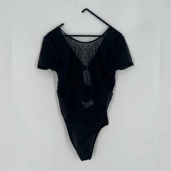 Wolford Tops - Wolford Aphrodite Mesh Embroidered Polka Dot Bodysuit In Black